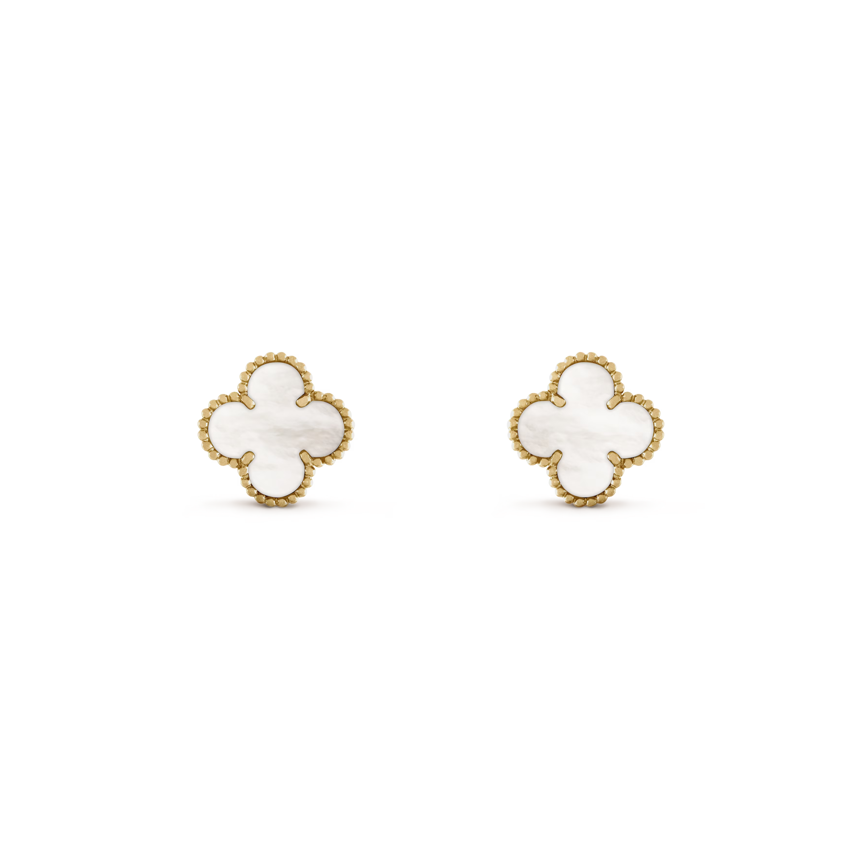VAN CLEEF VINTAGE ALHAMBRA EARSTUDS - GOLD/WHITE