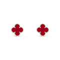VAN CLEEF VINTAGE ALHAMBRA EARRINGS - SILVER/DEEP RED