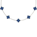 VAN CLEEF VINTAGE ALHAMBRA NECKLACE - SILVER/DARK BLUE