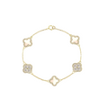 VAN CLEEF VINTAGE ALHAMBRA BRACELET - GOLD/WHITE/DIAMANTE