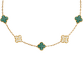 VAN CLEEF VINTAGE ALHAMBRA NECKLACE - GOLD/GREEN/DIAMANTE