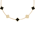 VAN CLEEF VINTAGE ALHAMBRA NECKLACE - GOLD/BLACK/DIAMANTE